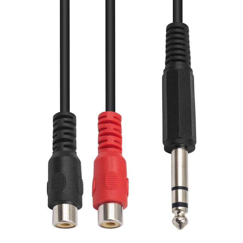  [AUSTRALIA] - Poyiccot RCA to 1/4 Adapter, RCA Female to 1/4 '' Splitter Cable, 6.35mm 1/4 inch TRS Stereo Jack Male to 2 RCA Female Plug Y Splitter Adapter Cable, 6.35mm to RCA Cable 20cm/8inch (6.35M-2RCAFM