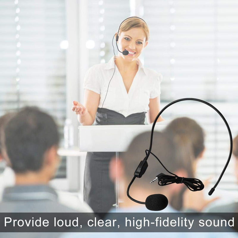  [AUSTRALIA] - HUACAM Headset Microphone, Set of 2, Hands Free Microphone Headset for Singing, Flexible Wired Boom for Voice Amplifier,Teachers, Speakers, Coaches, Presentations, Seniors and More