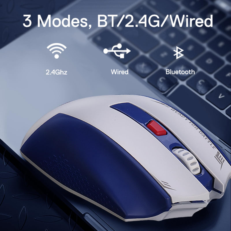  [AUSTRALIA] - Redragon M994 Wireless Bluetooth Gaming Mouse, 26000 DPI Wired/Wireless Gamer Mouse w/ 3-Mode Connection, BT & 2.4G Wireless, 6 Macro Buttons, Durable Power Capacity for PC/Mac/Laptop Blue-White