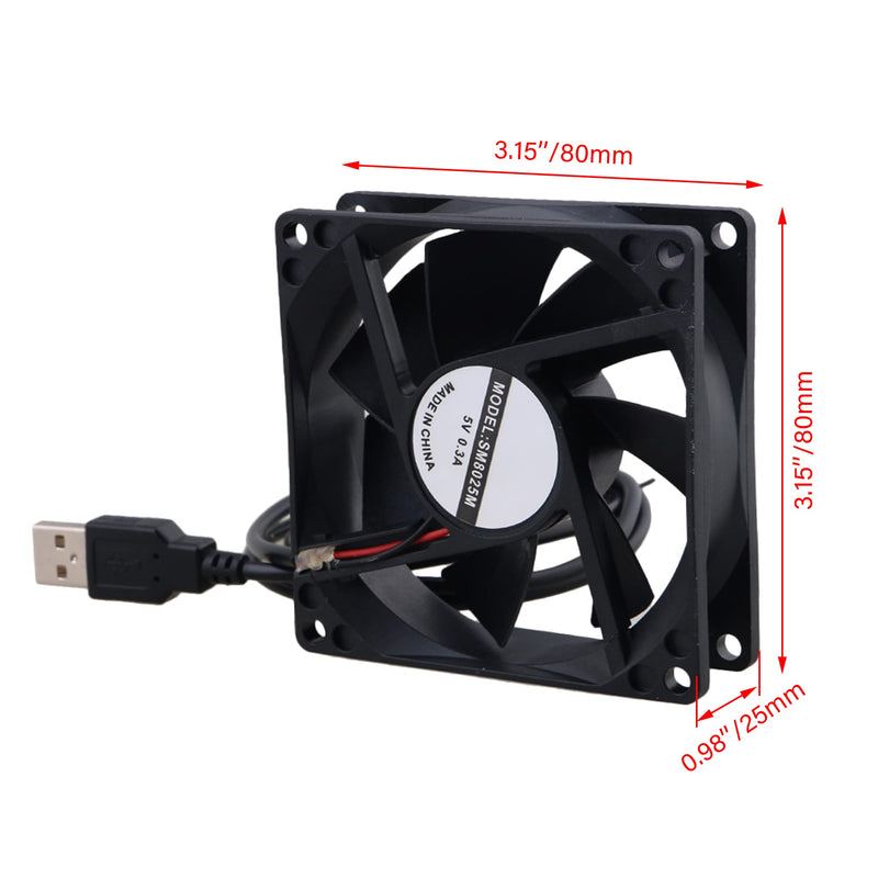  [AUSTRALIA] - RDEXP Black 5V USB Power Silent Computer Cooling Fan for Computer Case CPU Cooler