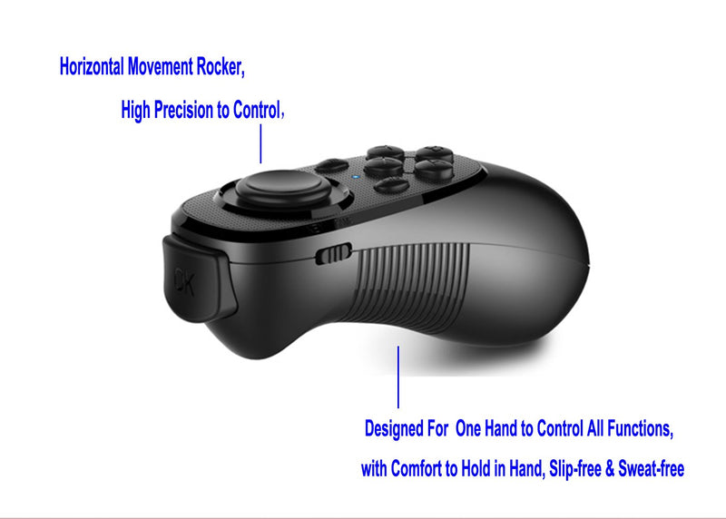 VR Remote Controller Gamepad Bluetooth Control VR Video, Game, Selfie, Flip E-Book/PPT/Nook Page, Mouse, in Virtual Reality Headset PC Tablet Laptop iPhone Smart Phone VR-Remote No Battery - LeoForward Australia