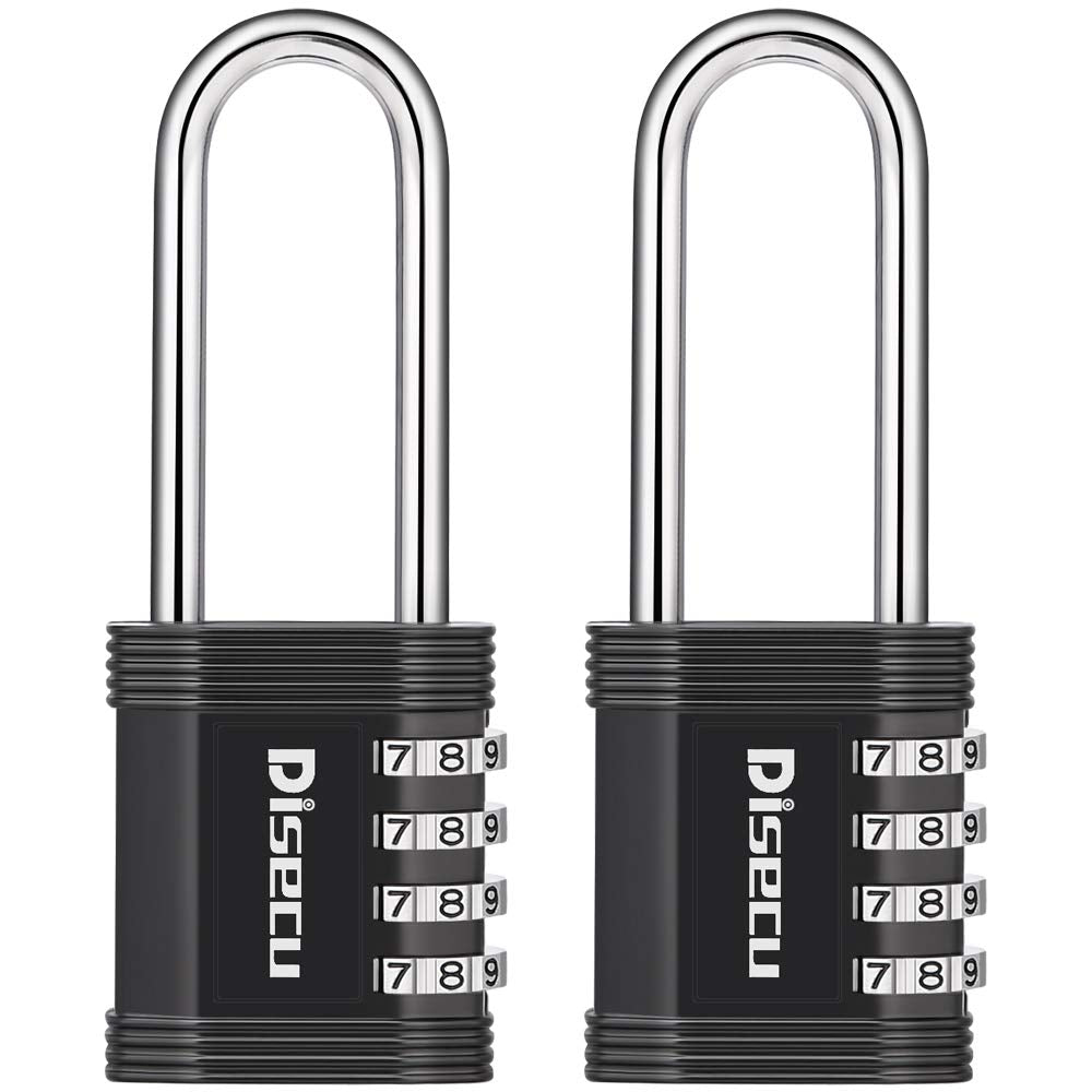  [AUSTRALIA] - Disecu 4 Digit Combination Lock 2.7 Inch Long Shackle and Outdoor Waterproof Resettable Padlock for Gym Locker, Hasp Cabinet, Gate, Fence, School (Black, Pack of 2) Black