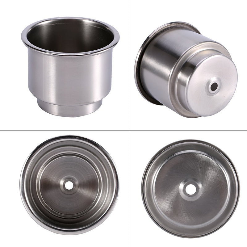  [AUSTRALIA] - 2Pcs Stainless Steel Cup Drink Holder for Boat, Universal Drink Bottle Can Cup Holder Insert Marine with Insert Drain Hole for Marine Rv Boat Yacht Car