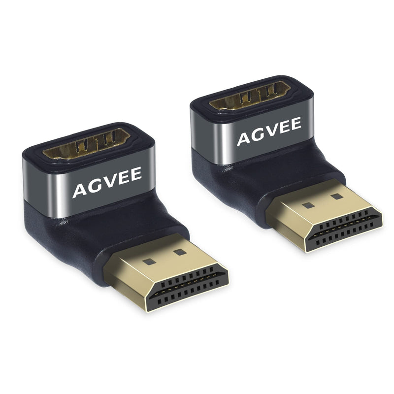  [AUSTRALIA] - AGVEE [2 Pack] 4K 60HZ Angled HDMI 2.0 Adapter 90 & 270 Degree Male to Female Extender TV Connector for TV Stick Roku Chromecast Nintendo Switch Xbox PS4 PS3 Laptop PC, Gray 2 Pack