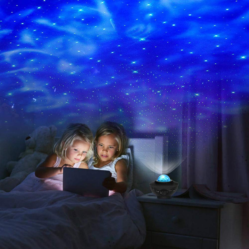  [AUSTRALIA] - Star Projector, Ocean Wave Night Light Projector with Adjustable Lightness Remote Control Timer 10 Lighting Modes Built-in Music Speaker Galaxy Light for Kids Adult Bedroom Living Room Black