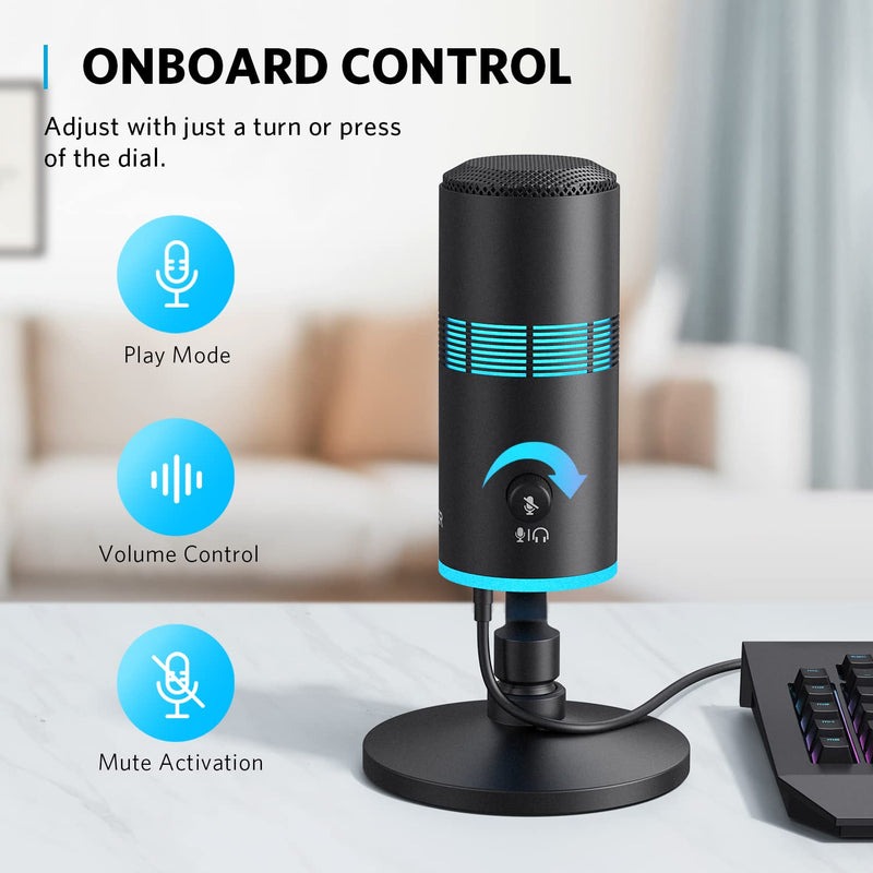  [AUSTRALIA] - Anker PowerCast M300, USB Microphone for pc, Vocals Quality in Streaming, Gaming,Twitch,YouTube, Headphone Output, gain Control and Mute, Plug and Play Compatible for Devices