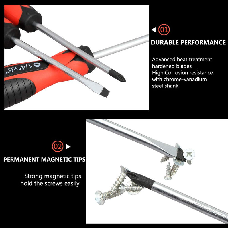  [AUSTRALIA] - Magnetic Screwdriver Set,5 Pieces Slotted and Phillips Screwdriver with Ergonomic Comfortable Non-skid Handle,Permanent Magnetic Tips,Rust Resistant Heavy Duty Craftsman Toolkit For Wet, Oily Hand