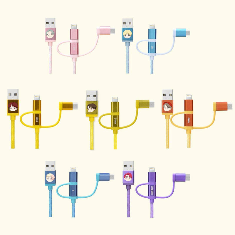  [AUSTRALIA] - BTS Character Cables TinyTAN 3in1 Cable_Jimin (USB-A to USB-C, Micro USB, MFI Certified Cable) Compatible with Android, Galaxy Series, iPhone Series Type 3in1 Cable_JIMIN