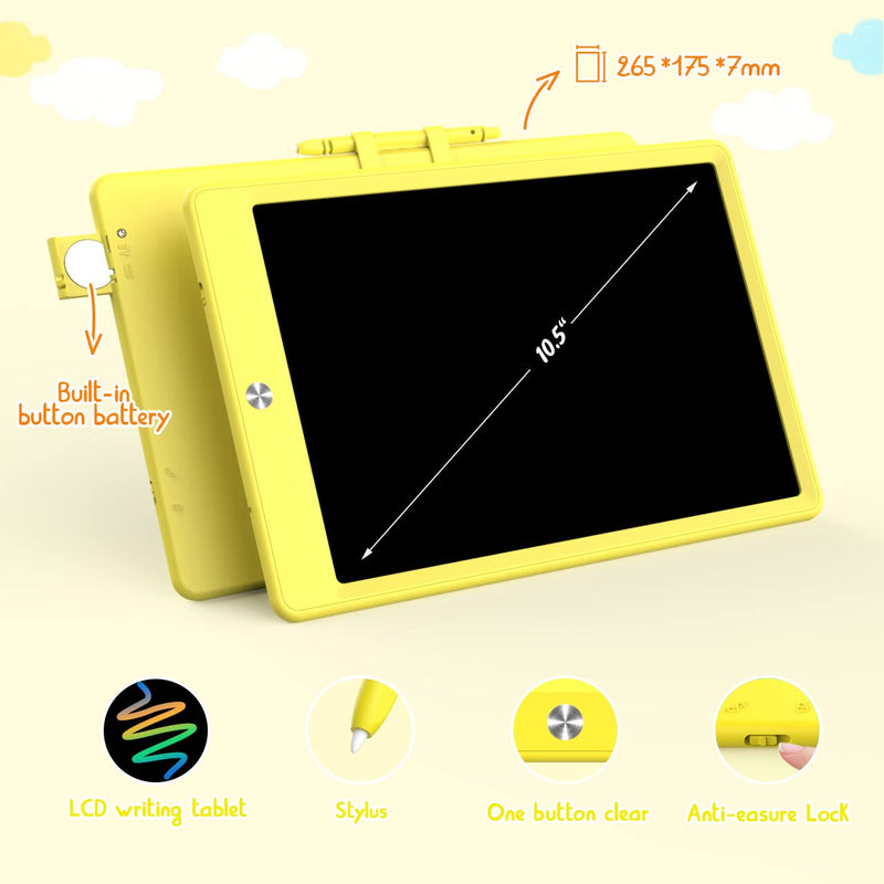  [AUSTRALIA] - LCD Writing Tablet Doodle Board, Colorful Drawing Pad, Electronic Drawing Tablet, Drawing Pads,Travel Gifts for Kids Ages 3 4 5 6 7 8 Year Old Girls Boys (10.5 inch, Orange+Yellow) 10.5 inch Orange&Yellow