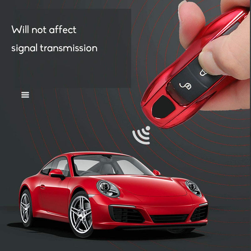  [AUSTRALIA] - 3PCS Remote Key Covers Compatible with Porsche, Jaronx Glossy Key Fob Shell Cover Painted Keyless Entry Skin Protectors (Compatible with:Porsche Boxster Turbo Cayenne Panamera Macan Cayman 911) Red