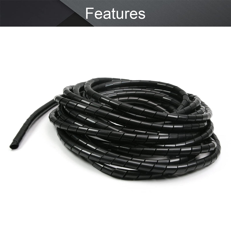  [AUSTRALIA] - Othmro 1Pcs Spiral Cable Wrap Spiral Wire Wrap Cord for Computer Electrical Wire Organizer Sleeve(Dia 10MM-Length 8M Black) 10mmx8-10m 1pcs