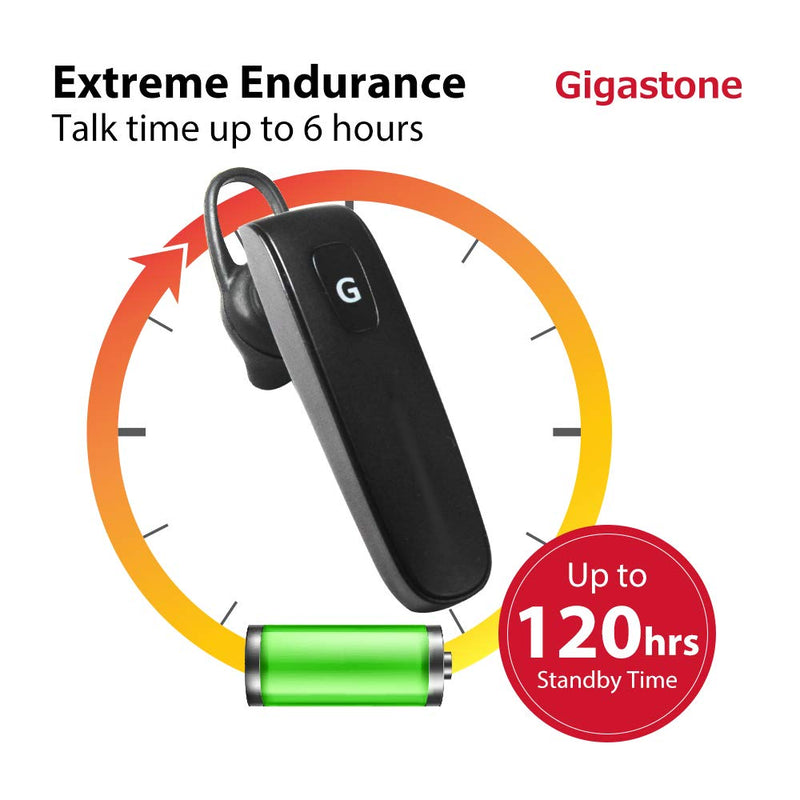  [AUSTRALIA] - Gigastone D1 Bluetooth Earpiece, Wireless Handsfree Headset with Microphone, 6-8 Hrs Driving Single Ear Bluetooth Headset, Noise Canceling Mic, Compatible with iPhone Android