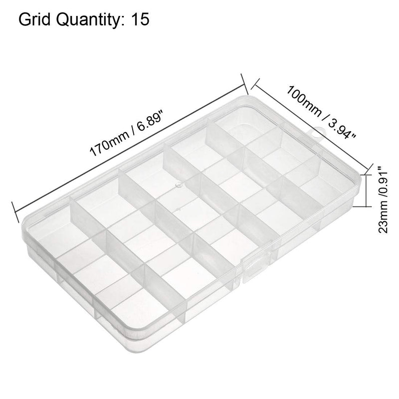  [AUSTRALIA] - uxcell Component Storage Box - Plastic Fixed 15 Grids Electronic Component Containers Tool Boxes Clear White 170x100x23mm