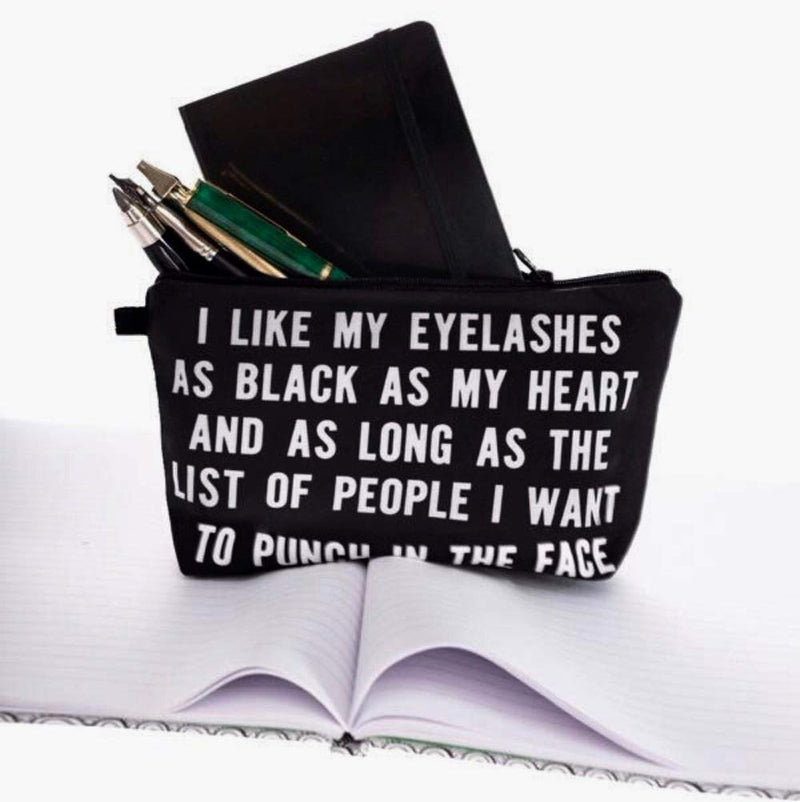 I Like My Eyelashes As Black As My Heart - Funny Mascara Makeup Bag With Saying For Women Cosmetics Toiletry and Travel Cute Eyelash Gifts - LeoForward Australia