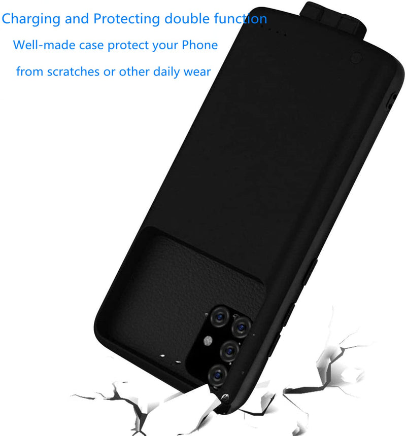  [AUSTRALIA] - Battery Case for Samsung A12, 5000mAh External Backup Extended Battery Charging Case for Samsung Galaxy A12 Portable Rechargeable Protective Charger Power Pack Case, Black