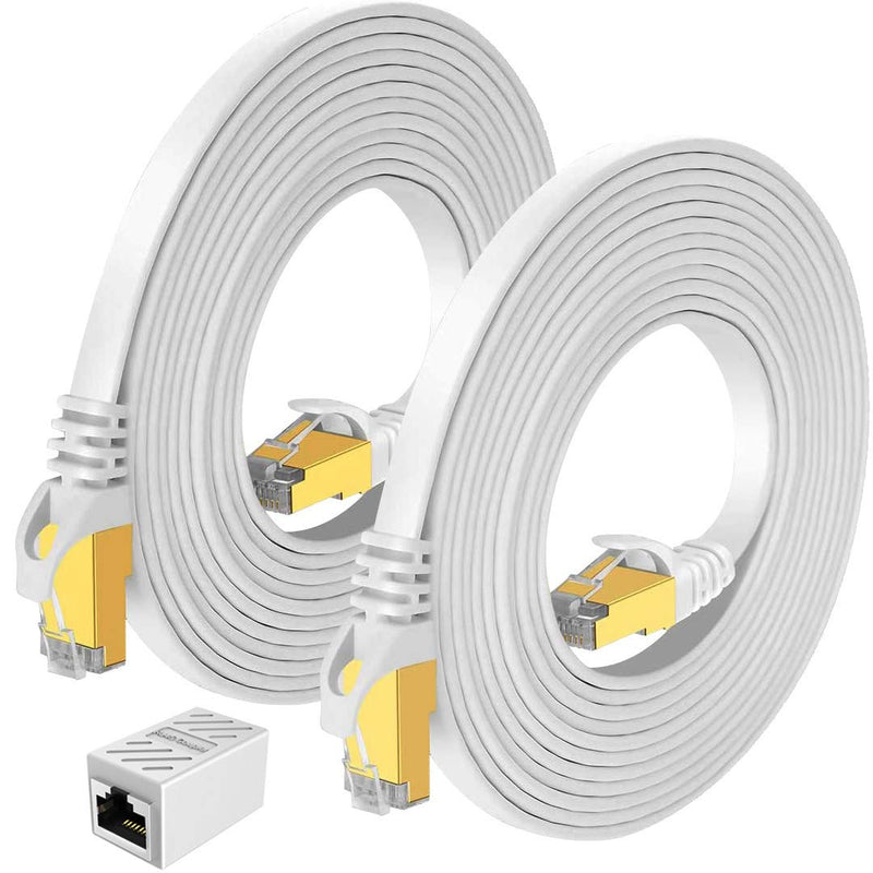  [AUSTRALIA] - Cat7 Ethernet Cable Flat Network Cable with Rj45 Connectors, High Speed Network LAN Cable with one RJ45 Coupler, for Computer,Router, Modem, PS4, Xbox one, Switch Boxes (3 Feet (2 Pack)) 3 Feet (2 Pack)