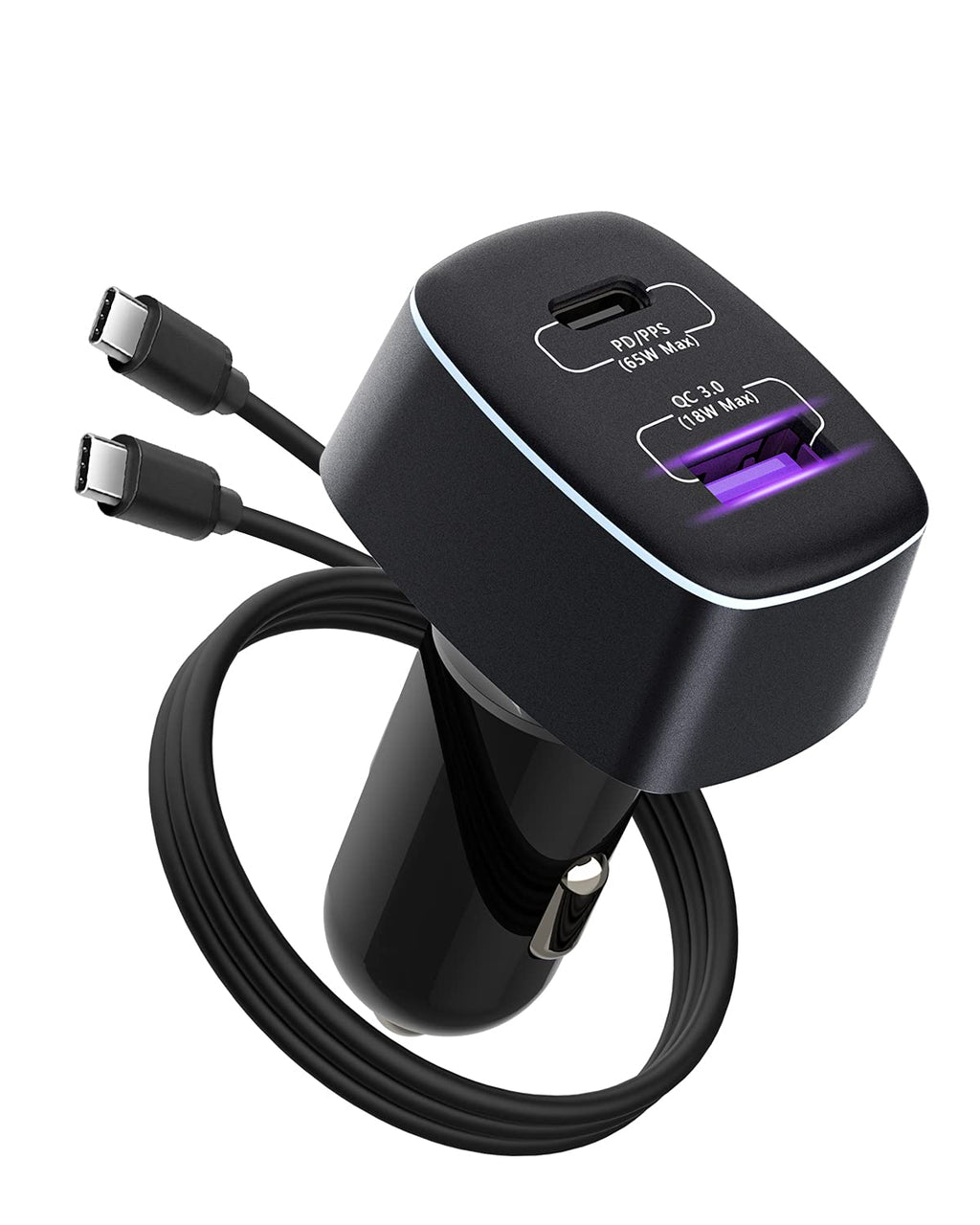  [AUSTRALIA] - Car Charger USB C 83W, 65W Type C PD3.0 and 18W QC3.0 Dual Port Fast Car Charger Adapter for iPhone, Samsung Galaxy, iPad Pro, Pixel, MacBook, Surface Book 3 2 Laptop 4 3 Pro X 7(with 3A Cable)