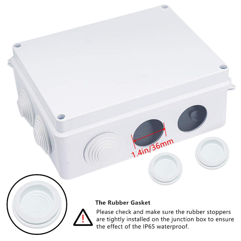  [AUSTRALIA] - Zulkit Junction Box ABS Plastic Dustproof Waterproof IP65 Universal Electrical Boxes Project Enclosure White 7.9 x 6.1 x 3.1 inch (200 x155 x 80mm) 7.9"x 6.1" x 3.1" With Holes