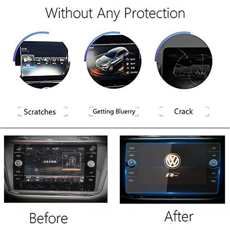 TTCR-II Screen Protector for Volkswagen Tiguan SE SEL 2018/2019/2020/2021 Navigation Display, Tempered Glass Screen Protector Foil With 8-Inch, Console Touchscreen Protective Film 8'' Tiguan 2018/2019/2020/2021 - LeoForward Australia