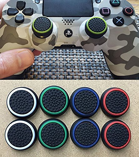  [AUSTRALIA] - carocheri 4 Pairs 8 Pcs Silicone Cap Joystick Thumb Grip Protect Cover for Ps3 Ps4 Xbox 360 Xbox One Wii U Game Controllers