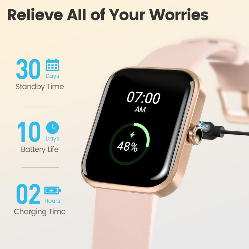  [AUSTRALIA] - Smart Watches for Women, AOKESI 2021 Smart Watch for Android Phones and iPhone Compatible with Alexa Built-in, 5ATM Waterproof Fitness Smartwatch with Sleep Tracker, Heart Rate, Blood Oxygen Monitor Pink