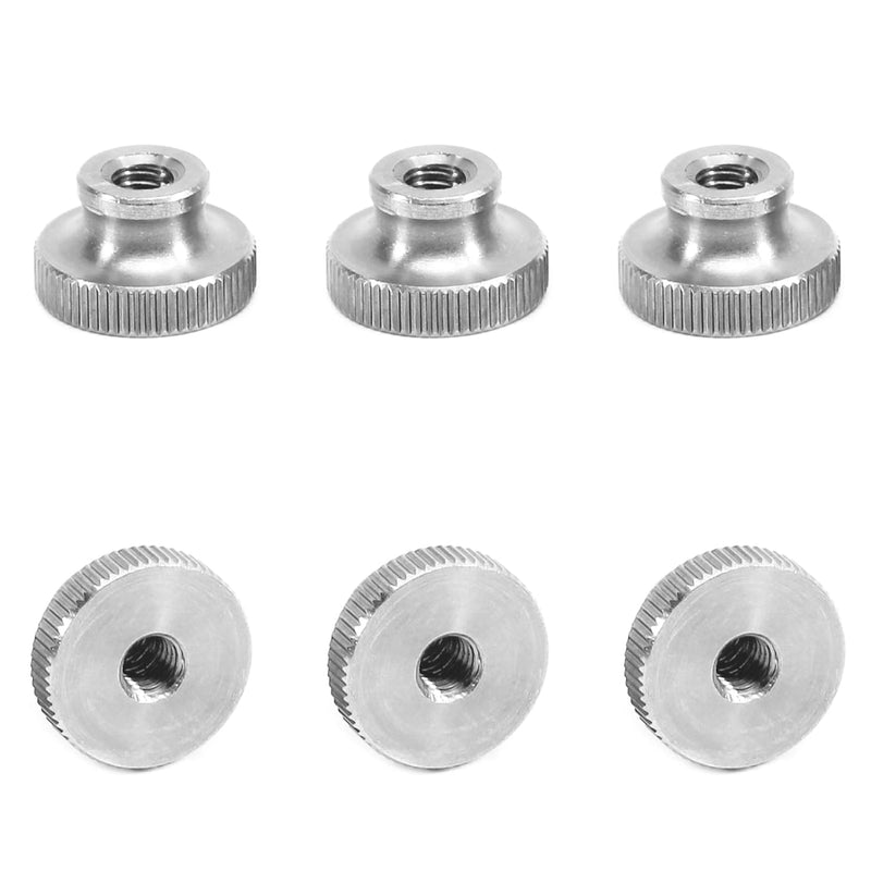  [AUSTRALIA] - MroMax Knurled Thumb Nuts, M6 Through Hole Round Knobs ，Whitewash 304 Stainless Steel, Pack of 6