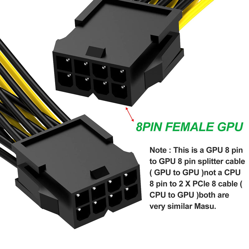  [AUSTRALIA] - pingping GPU VGA PCIe 8 Pin Female to Dual 8 Pin (6+2) Male PCI Express Adapter Splitter Power Cable 18AWG 9 inch(2 Pack)