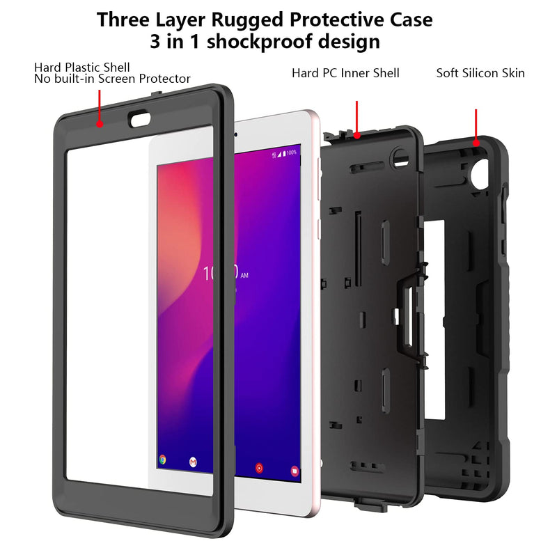  [AUSTRALIA] - JSUSOU for Alcatel Joy Tab 2 Case | Heavy Duty Drop Proof Soft Silicone Rugged Protective Case with Built-in Kickstand Cover for Alcatel Joy Tab 2 8 inch 2020 Release (Model: 9032Z) for Kids | Black…