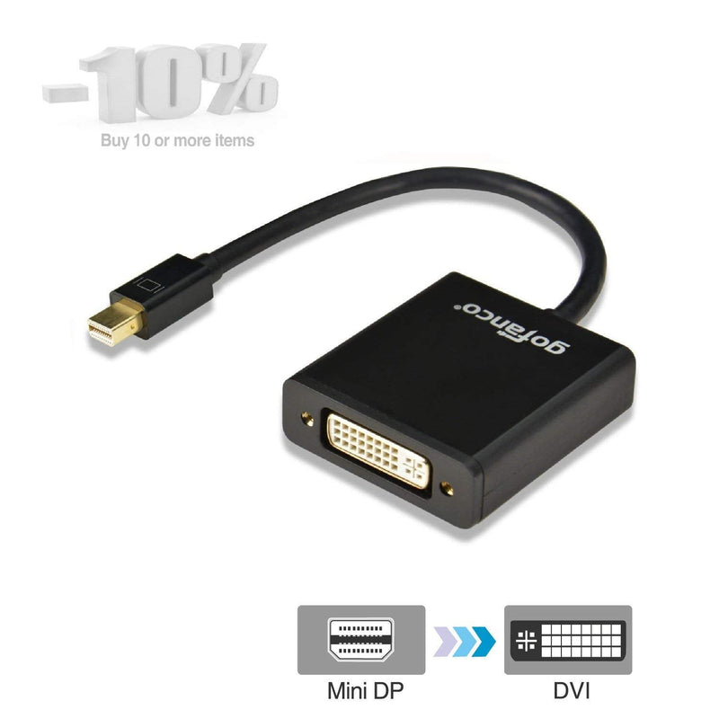  [AUSTRALIA] - gofanco Mini DisplayPort to DVI Adapter - Black Thunderbolt Compatible Male to Female – for MacBook, Mac Mini, Microsoft Surface Pro, Google Chromebook Pixel, and Laptops with a Mini DisplayPort