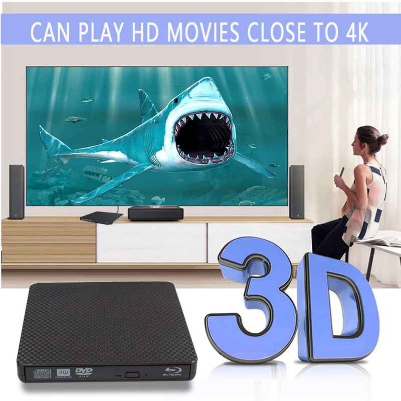  [AUSTRALIA] - External Blu ray Drive DVD/BD Player Read/Write Portable Blu-ray Drive USB 3.0 and Type-C DVD Burner 3D Blu RAL DriveCompatible with/Win7/Win8/Win10 Blu ray Burner Blu-ray version