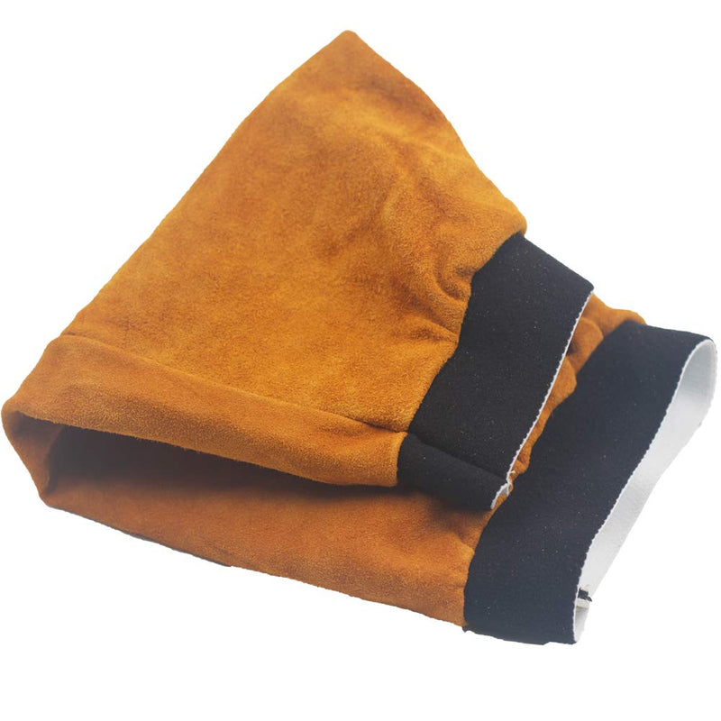  [AUSTRALIA] - Jewboer Leather Welding Sleeves Heat Flame Resistant Arm Protection for Welder 16.5" Long