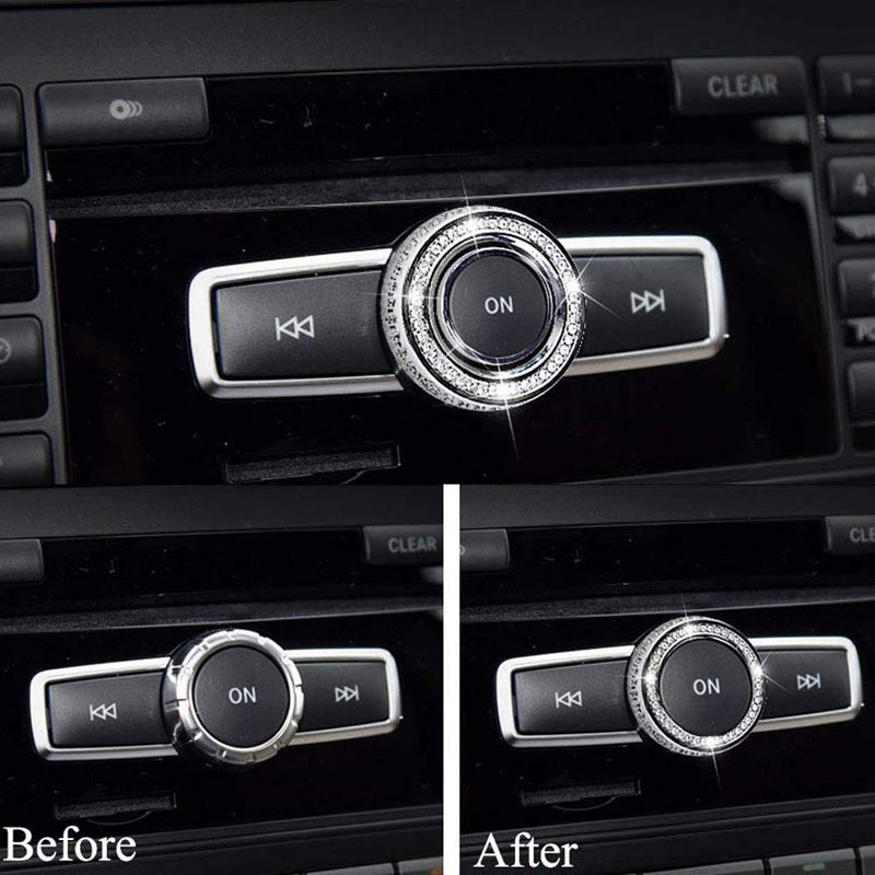 Pursuestar Bling Crystal Audio Volume Sound Control Switch Knob Cover Trim Accessory for Mercedes Benz A B C E S GLA GLK CLA CLS 31MM - LeoForward Australia