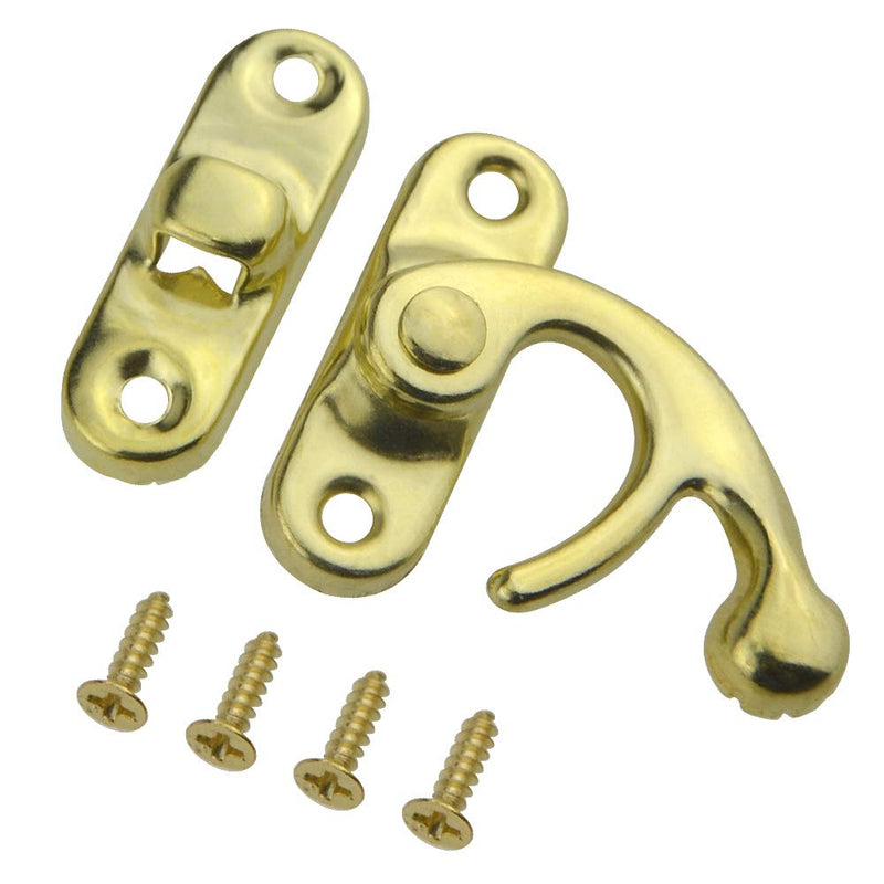  [AUSTRALIA] - WMYCONGCONG 60 PCS Antique Right Latch Hook Hasp 27mm x 32mm/1" X 1.28" Yellow Horn Hook Lock Wood Jewelry Box Hasp Hook Horn Clasp with 240 Screws (Yellow)