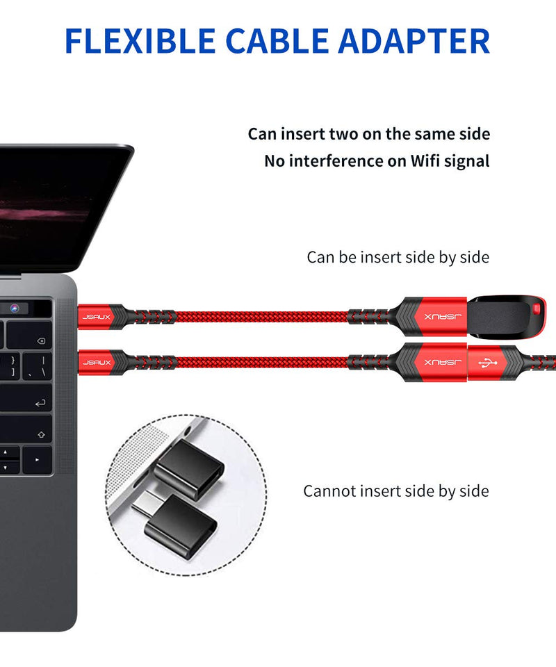 USB C to USB Adapter, JSAUX [0.5ft 2 Pack] Type C 3.0 OTG Cable On The Go Type C Male to USB A Female Adapter Compatible with MacBook Pro 2018 2017,Samsung Galaxy S20 S20+ Ultra S8 S9 Note 10 -Red Red - LeoForward Australia