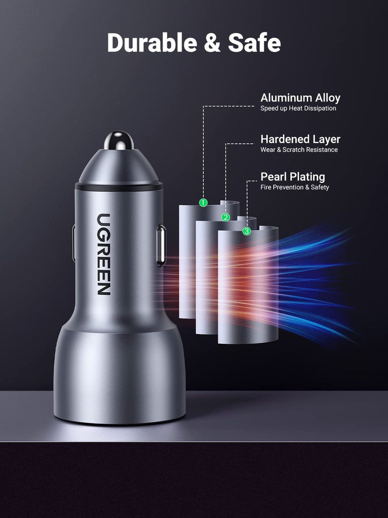  [AUSTRALIA] - UGREEN USB C Car Charger, 52.5W Type C Car Charger PD 30W&QC 18W, Fast Car Charger Adapter Compatible with iPhone 14/13/12/11, iPad Pro/Mini/Air, Galaxy S23/S22/S21/S20/S10/Note 20, Pixel 7/6/5