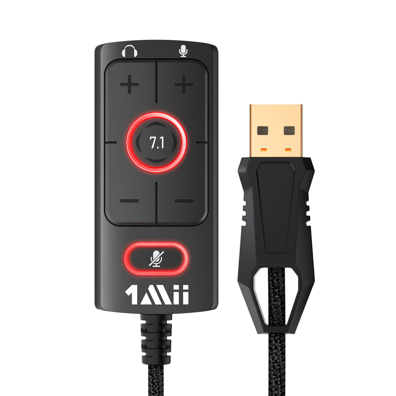  [AUSTRALIA] - [Upgrade] 1Mii USB Sound Card USB to 3.5mm Jack Audio Adapter - Virtual 7.1 Surround Sound - USB Adapter for PS4/PC/MAC/Stereo Headsets, External Sound Card No Drivers Needed Plug and Play