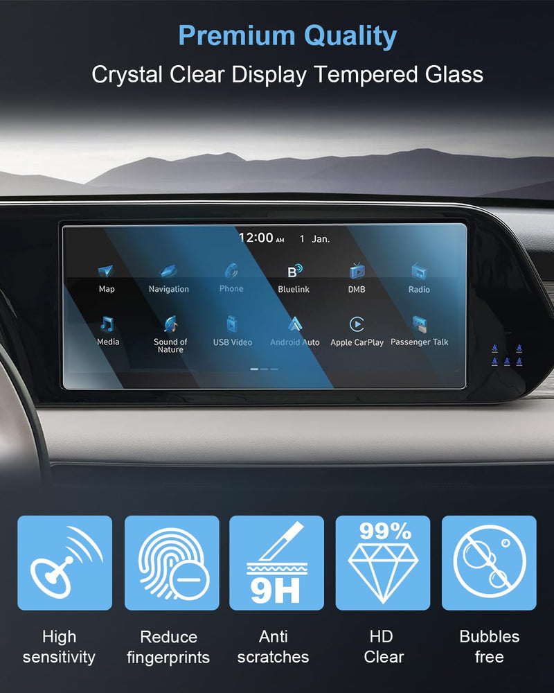  [AUSTRALIA] - WEIPIN 【Smooth as Silk】 12.3" Car Screen Protector for Hyundai Palisade 2023 Accessories GPS Navigation Touchscreen Tempered Glass Compatible with 2023 Palisade (SE, SEL, XRT, Limited, Calligraphy) - HD Clear Palisade 12.3"-Clear