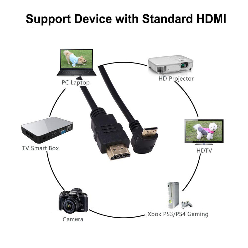 Mini HDMI to HDMI High Speed Cable for Supports Cameras, Camcorders, Digital SLR Cameras, Tablets, HDTVs and Other HDMI Device (90 Degree A Male to Straight C Male Cable 0.6m) 90 Degree A Male to Straight C Male Cable 0.6m - LeoForward Australia
