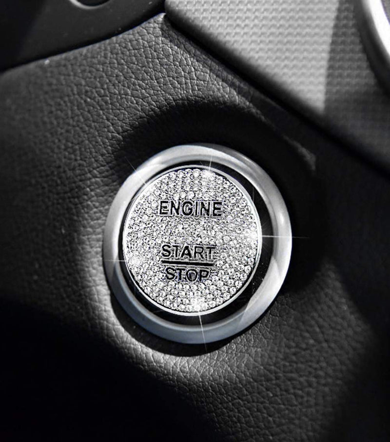TopDall Crystal Bling Auto Start Engine Ignition Button Knob Ring Silver Sticker for Mercedes-Benz Ignition Cover A（1.4 Inch) - LeoForward Australia