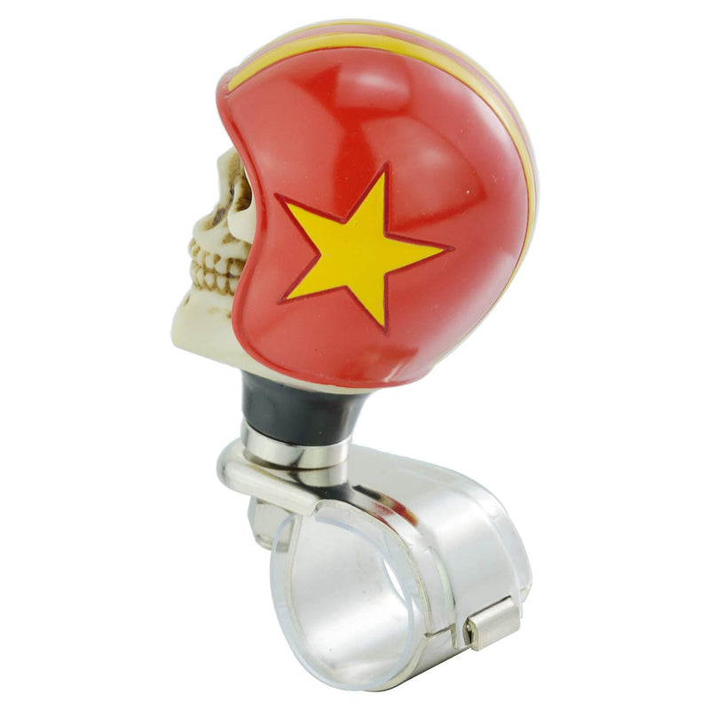  [AUSTRALIA] - Lunsom Skull Steering Suicide Knob Cool Hat Vehicle Wheel Spinner Aid Turning Power Grip Handle Driving Controls Booster Fit Universal Auto Manual Car (Red) red