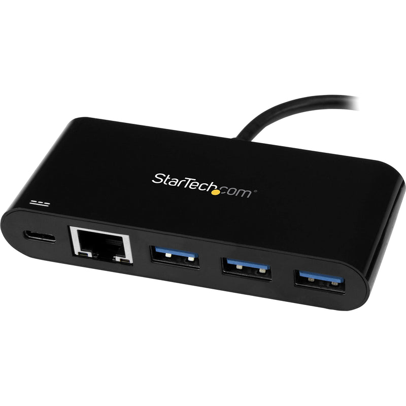  [AUSTRALIA] - StarTech.com USB C to Ethernet Adapter - 3 Port - with Power Delivery (USB PD) - Power Pass Through Charging - USB C Adapter (US1GC303APD) Black Laptop Charging w/ 3x USB-A
