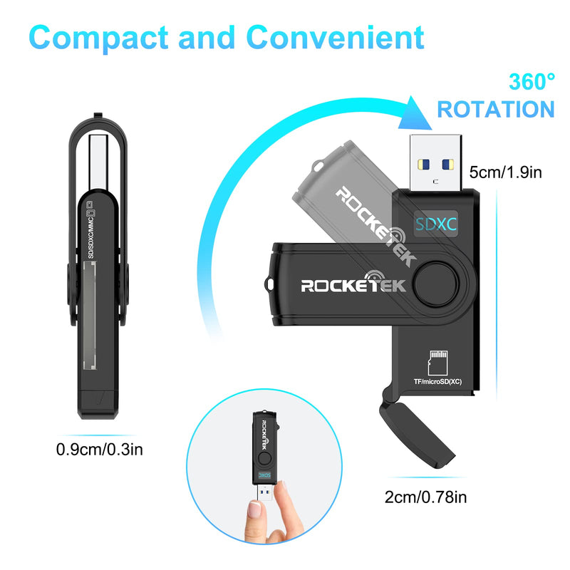  [AUSTRALIA] - SD Card Reader, USB 3.0 Memory Card Reader for SD SDXC SDHC MMC RS-MMC TF Micro SD Micro SDXC Micro SDHC UHS-I USB Card Reader/Writer(5Gbps) 2 Cards Simultaneously SD Card Adapter for Mac/Win/Linux CR5