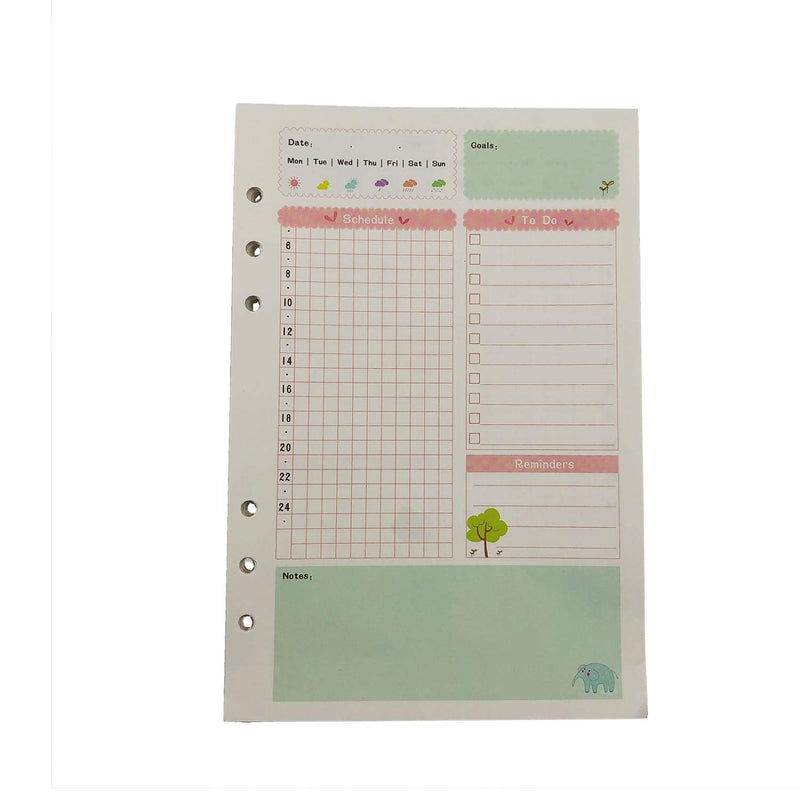  [AUSTRALIA] - Chris-Wang 45 Sheets Universal Colored A5 Size Hole Punched Refills Inserts Filler Paper Pages for 6-Ring Binder/Journal/Dairy/Day Planner/Notebook (Daily Plan) A5(5.59"x8.27") Daily Plan