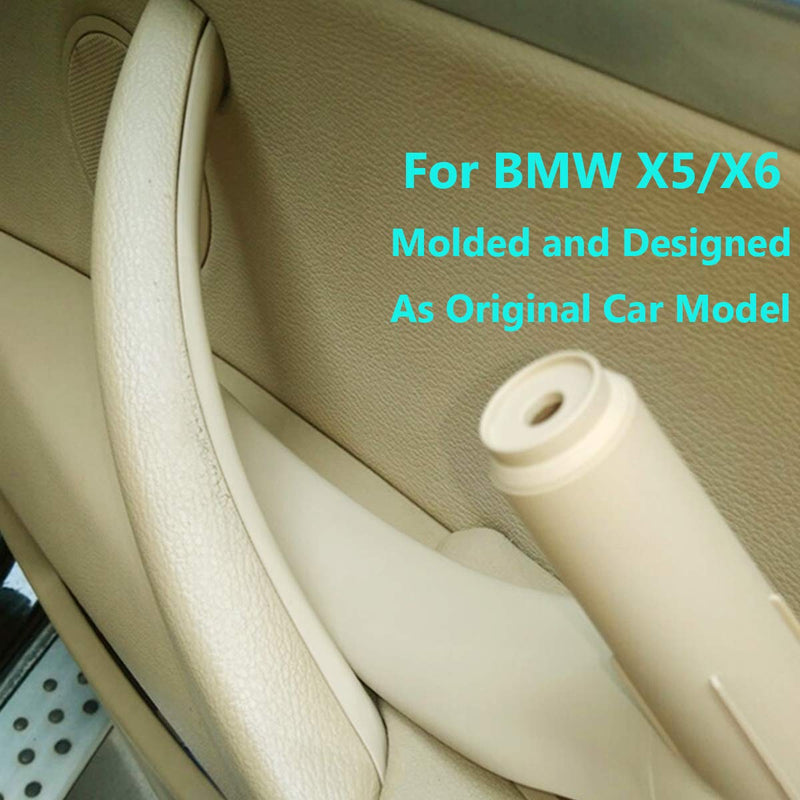 TTCR-II For BMW X5 X6 Door Handle Support Pull Strap, Door Handle Inner Bracket Right Front/Right Rear Passenger Side Door Armrest Trim (Fits: BMW X5 2007-2013 and X6 2008-2014)(Beige, Right) Inner Trim - LeoForward Australia