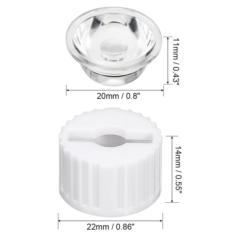  [AUSTRALIA] - uxcell 10 pcs 20mm LED Lens 120 Degree with White Holder for 1W 3W High Power LED Light