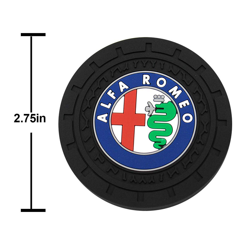 Auto Sport 2.75 Inch Diameter Oval Tough Car Logo Vehicle Travel Auto Cup Holder Insert Coaster Can 2 Pcs (fit Alfa Romeo) fit Alfa romeo - LeoForward Australia