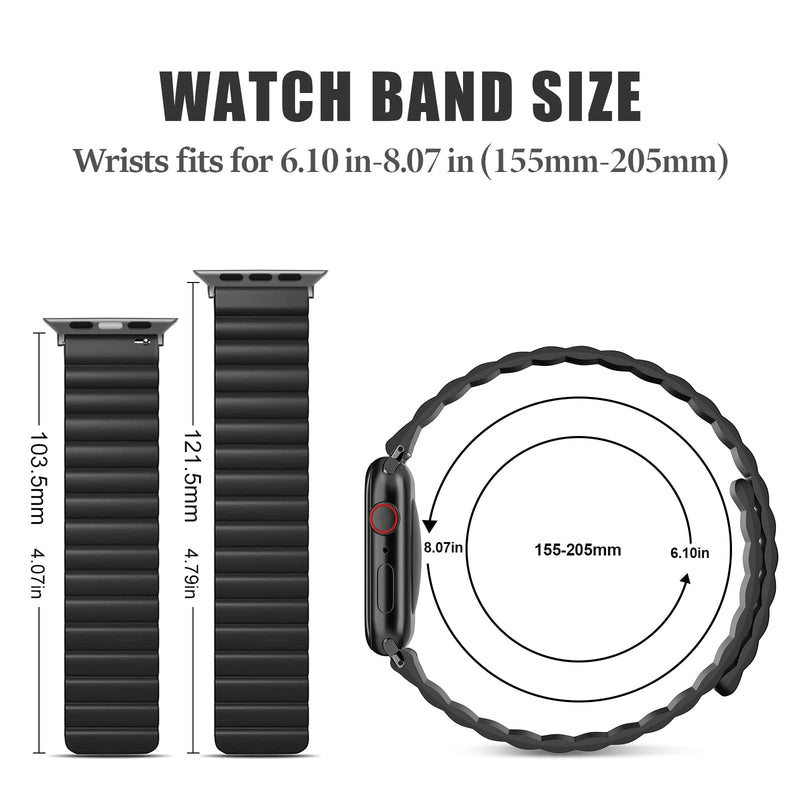  [AUSTRALIA] - ALTOUMAN Silicone Magnetic Watch Bands Compatible with Apple Watch 38mm 40mm 41mm 42mm 44mm 45mm, Adjustable Loop Strap with Strong Magnetic Closure Compatible with iWatch Series 7 6 5 SE 4 3 2 1 38/40/41mm Black