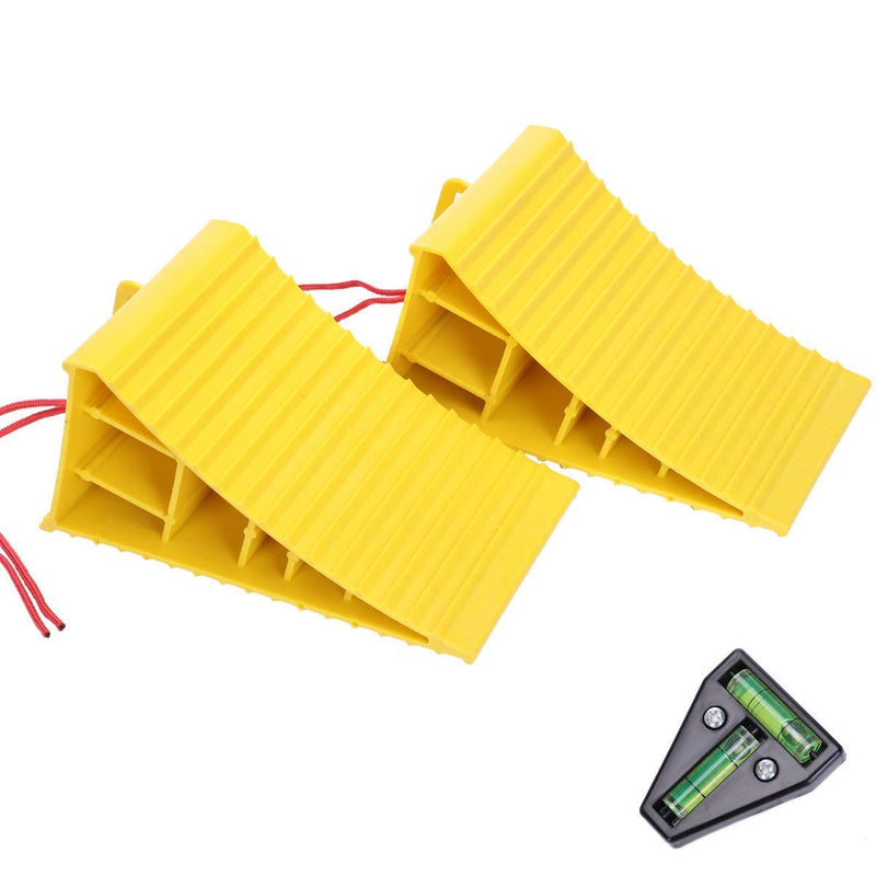 Homeon Wheels RV Camper Large Wheel Chocks with Handle and Rope for Safety-Car Chocks, Tire Chocks, Trailer Solid Heavy Duty Wheel Chocks-2 Packs.(Yellow) - LeoForward Australia