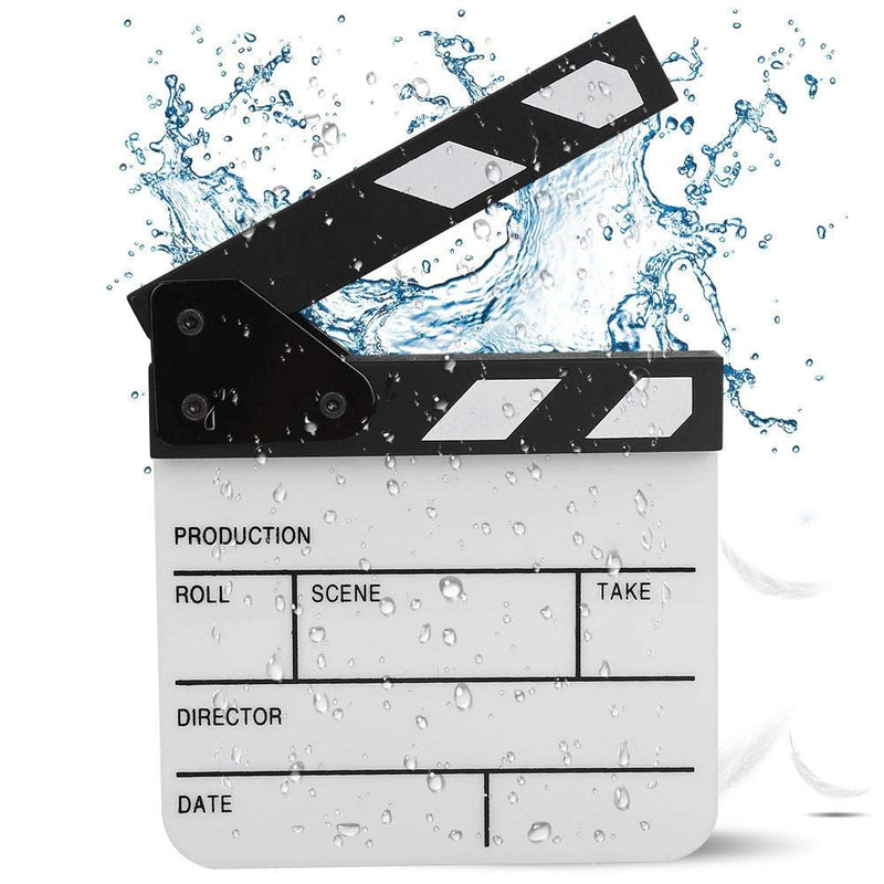  [AUSTRALIA] - Clap Board, Mini Acrylic Director Scene Clapperboard Classic Movie Film Clap Board with a Pen,for Shoot Props/Advertisement/Home Decoration/Cosplay/Background(Black and White whiteboard PAV1BWE3S) Black and White Whiteboard Pav1bwe3s