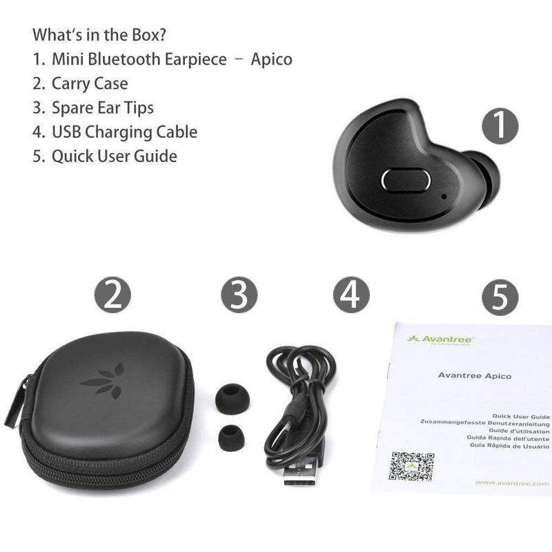  [AUSTRALIA] - Avantree Apico Mini Bluetooth Earbud, Featuring Invisible Earpiece, Snug Fit, Right Ear Use Only, Not for Call, Small Wireless Earphone for Motorcycle Riding, GPS, Podcasts, AudioBooks